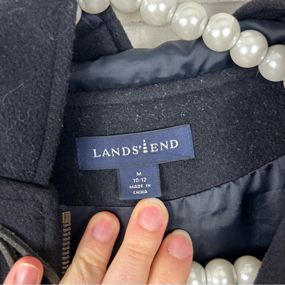 Lands’ End Navy 100% Wool Toggle Coat Size M 10-12 - Picture 12 of 16